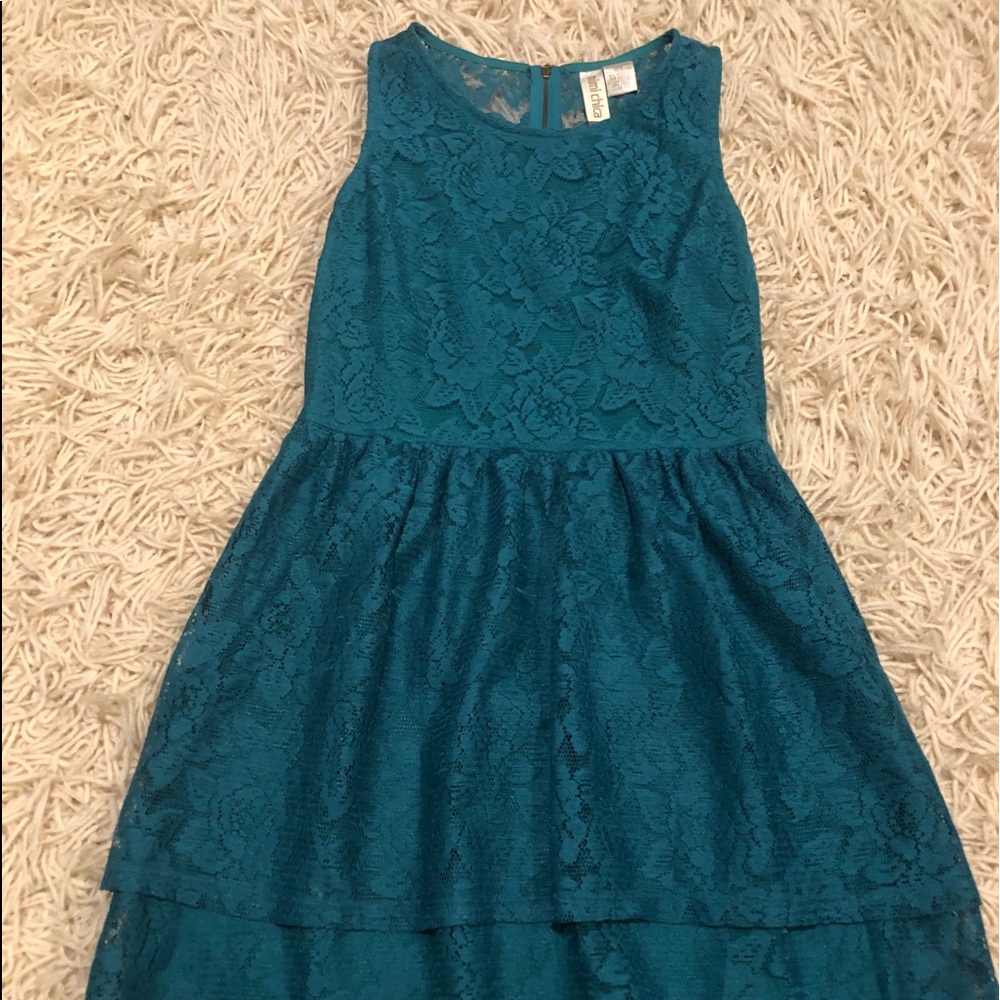Party dress, dark green lace